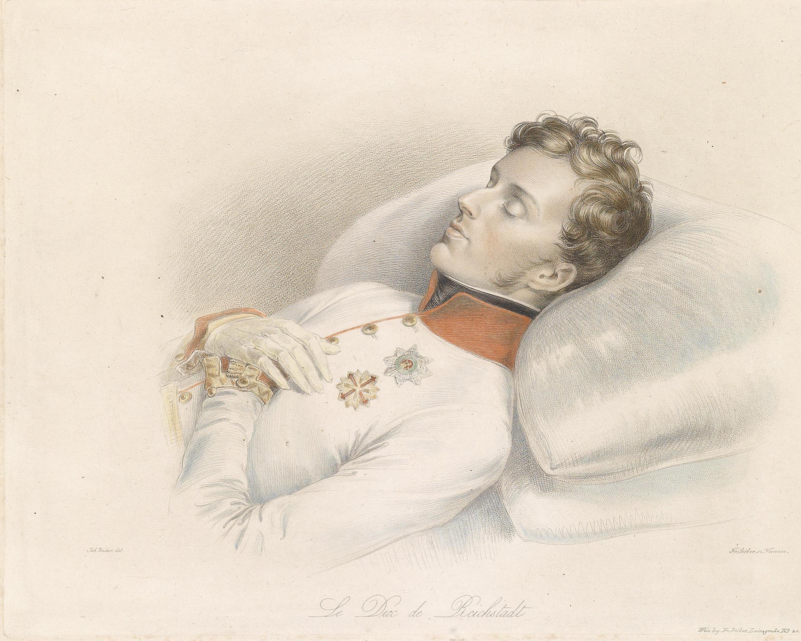 Наполеон II на смертном одре, 1832 г. Франц Ксавер Штёбер.