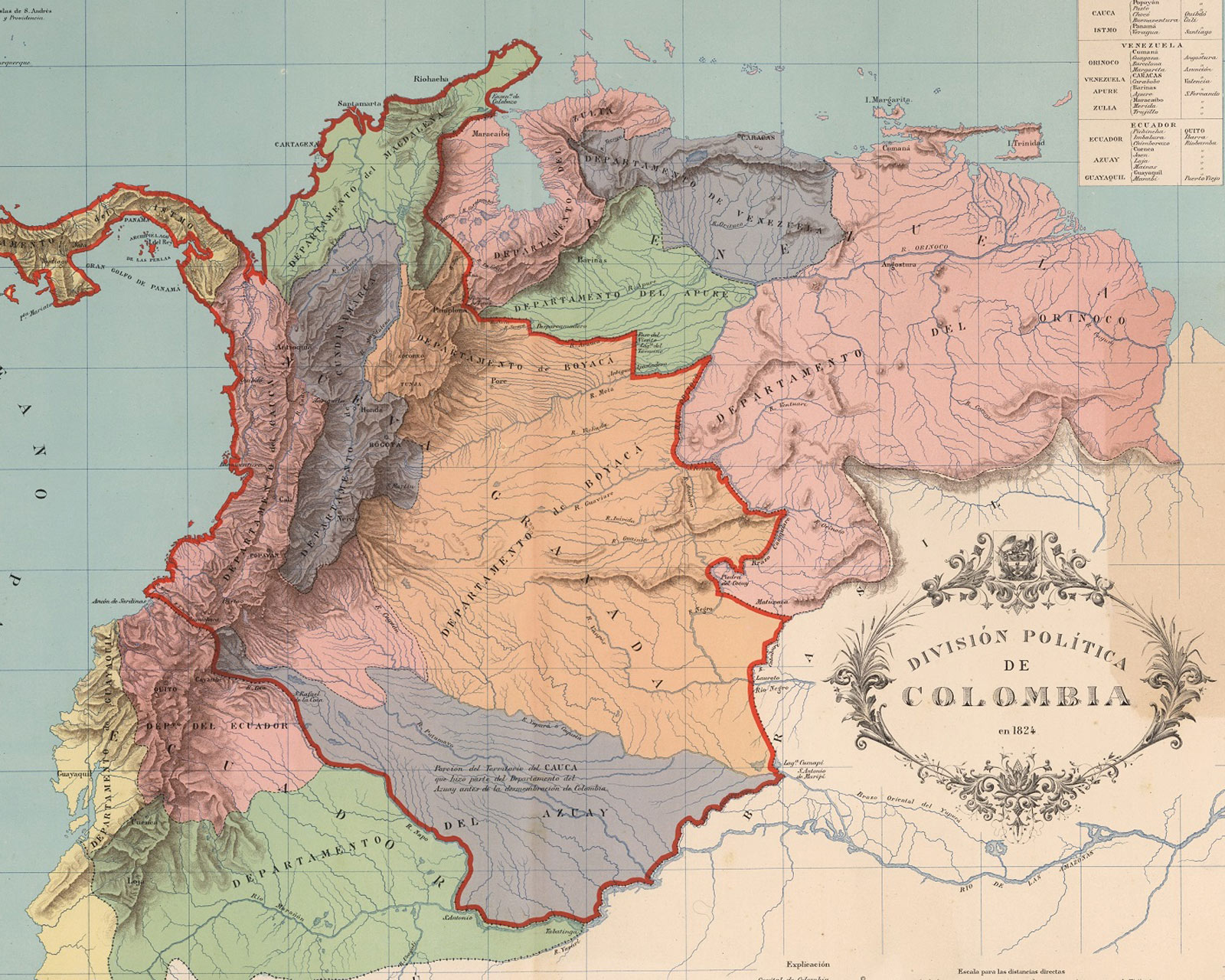 Карта Великой Колумбии.