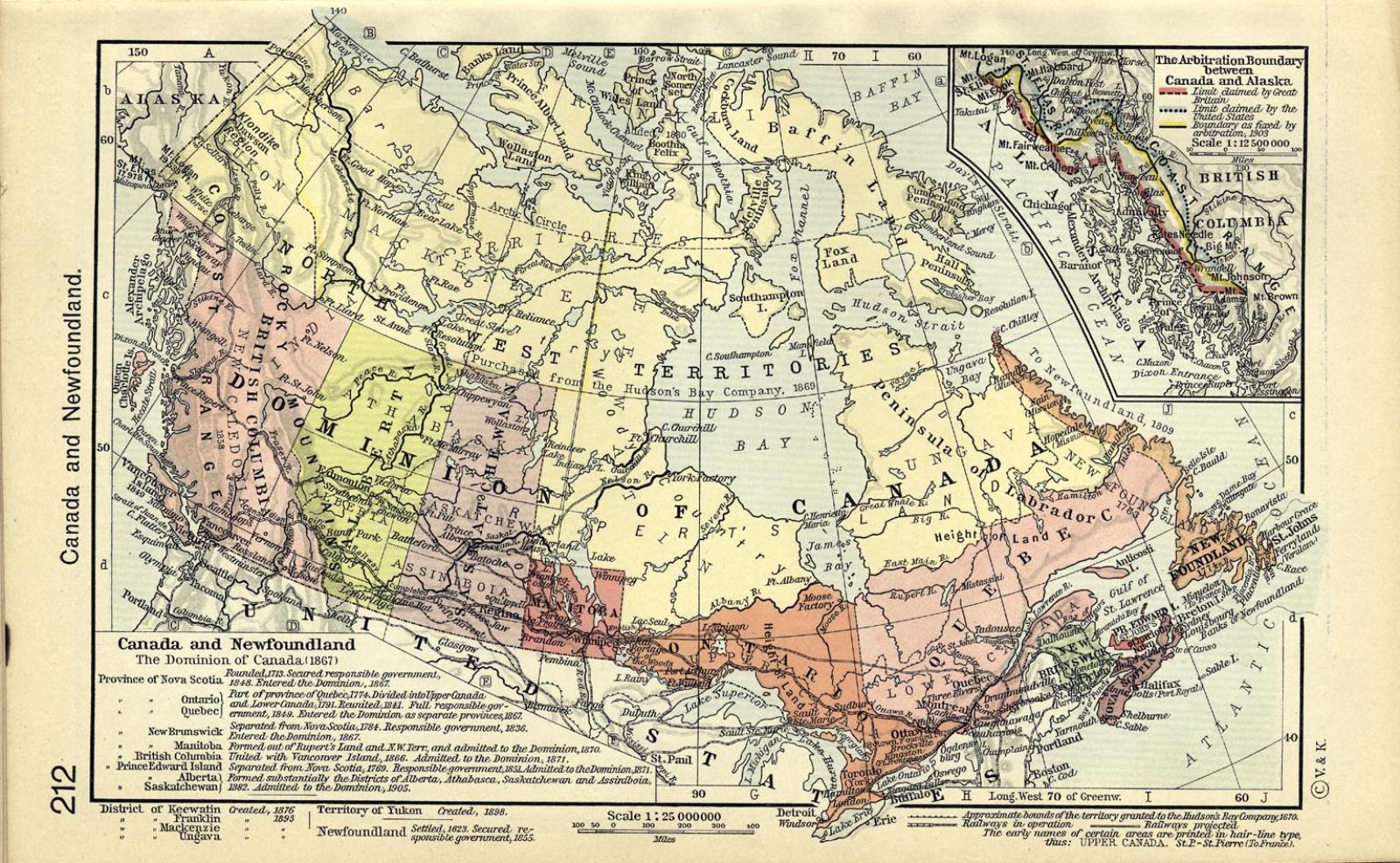 Карта Канады, XIX век.