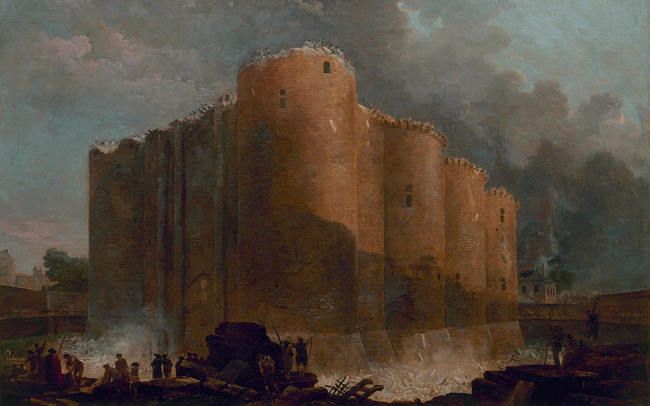 Начало разрушения Бастилии 20 июля 1789.
