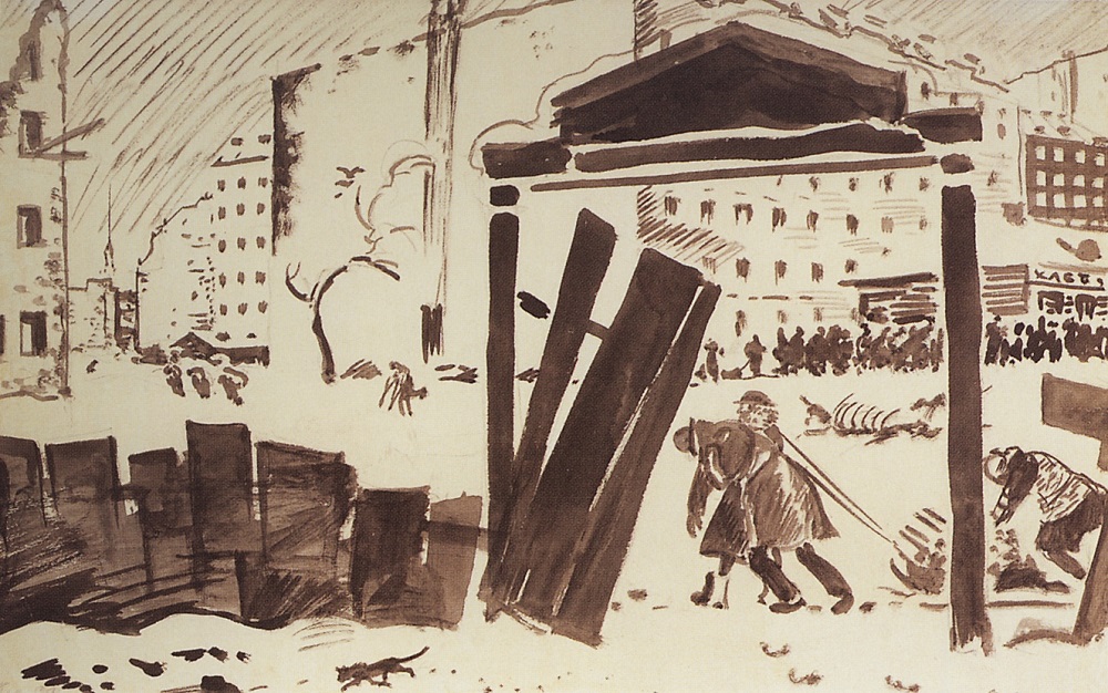 Петроград в 1919 году. Худ. Б. Кустодиев
