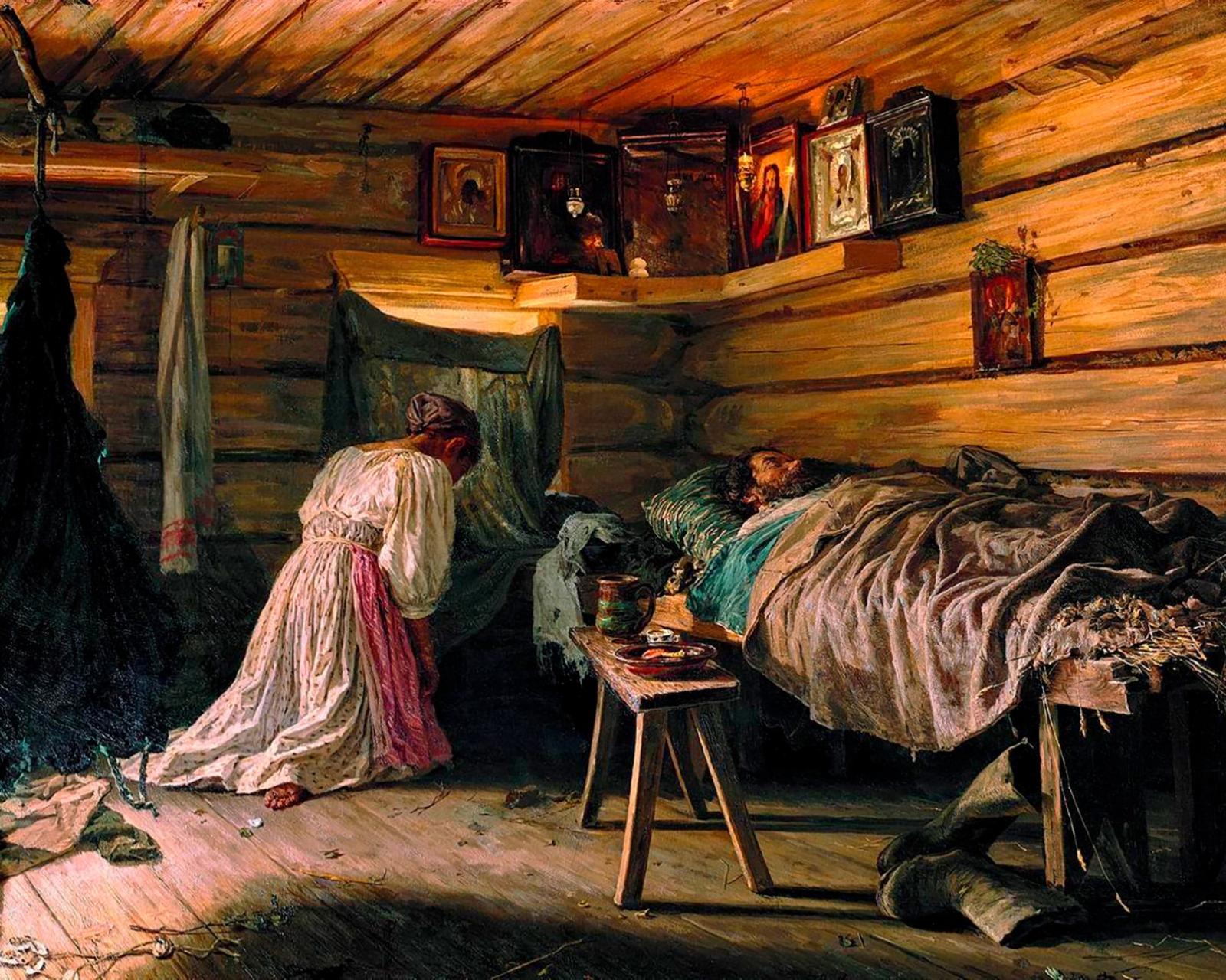 В. Максимов. Больной муж. 1881 год. 