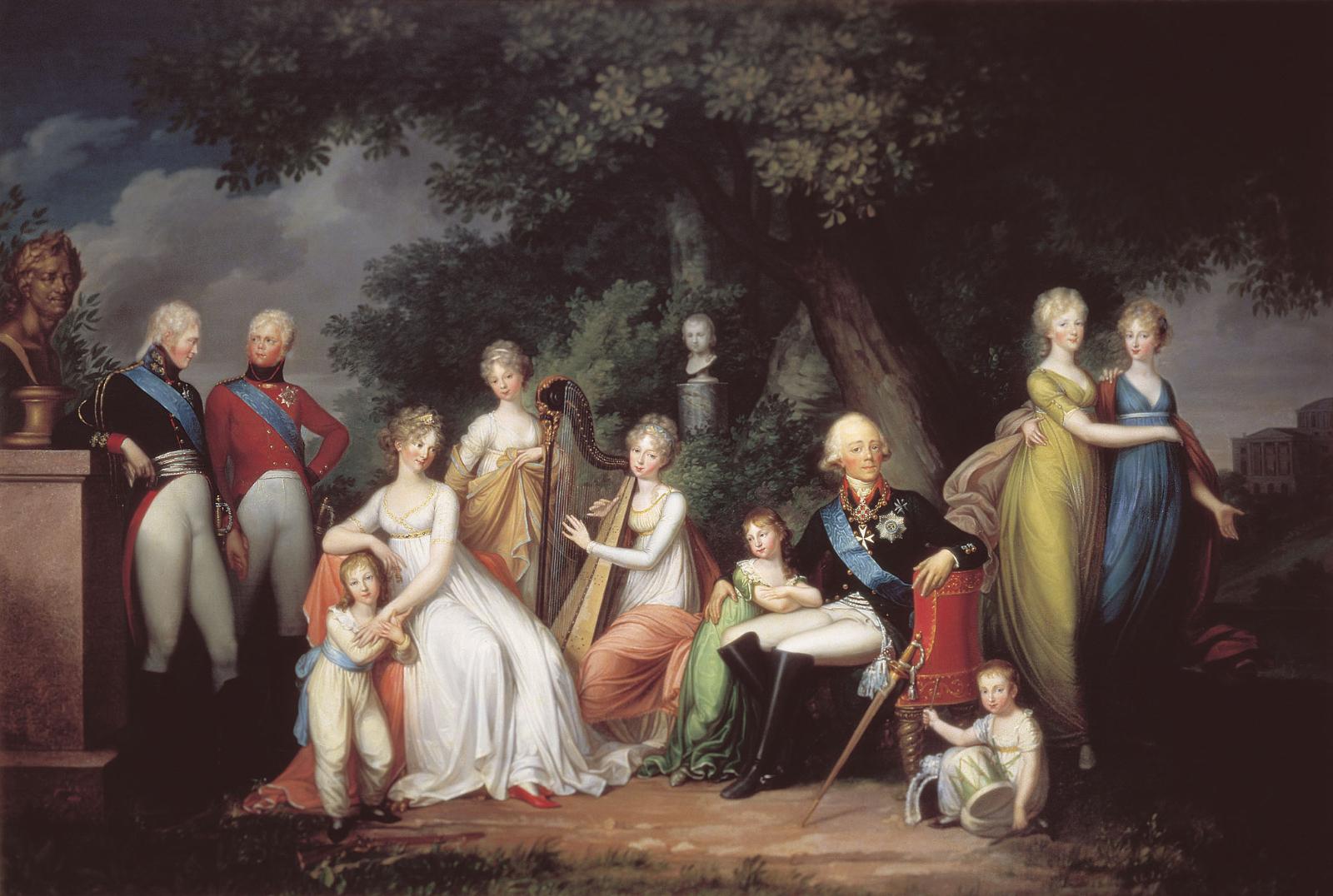 Портрет Павла I с семьёй. Герхард фон Кюгельген, 1800 год.