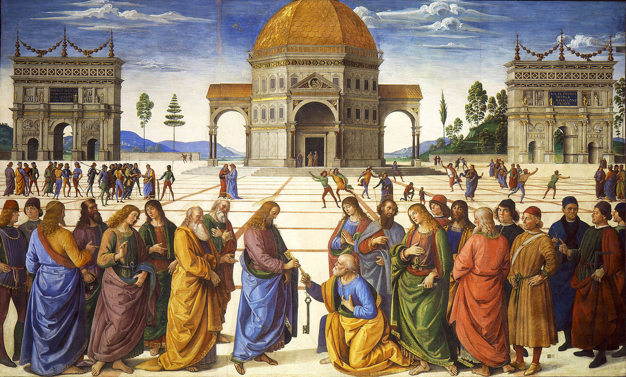 Пьетро Перуджино, «Вручение ключей апостолу Петру», 1482.jpg