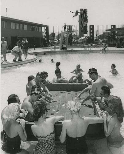 13 Photograph of a floating craps game in the Sands Hotel swimming pool (Las Vegas) 1954.jpg