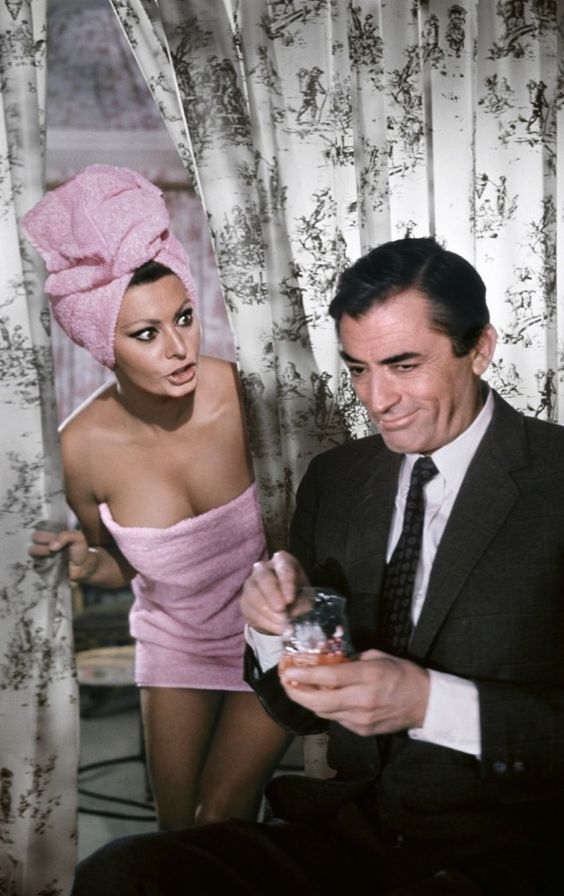 26 Sophia Loren and Gregory Peck for Arabesque directed by Stanley Donen 1966.jpg