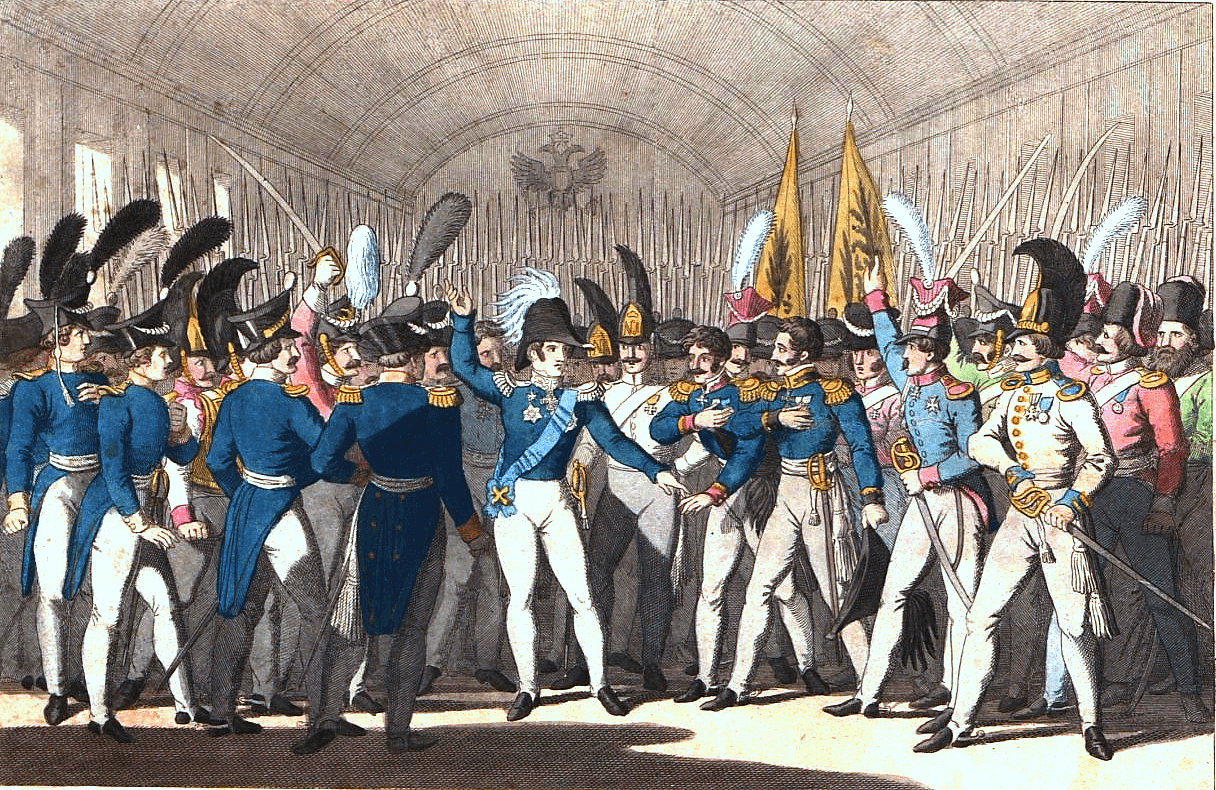Николаи I объявляет своеи гвардии о восстании в Польше (1830 год).png