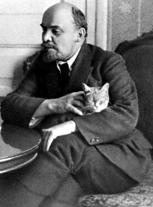 Владимир Ленин с кошкой