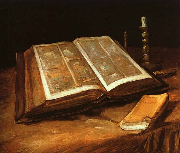 Натюрморт с открытои Библиеи подсвечником и книгои. 1885.jpg