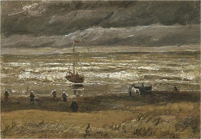 Пляж в Схевенингене в ветреную погоду 1882.jpg