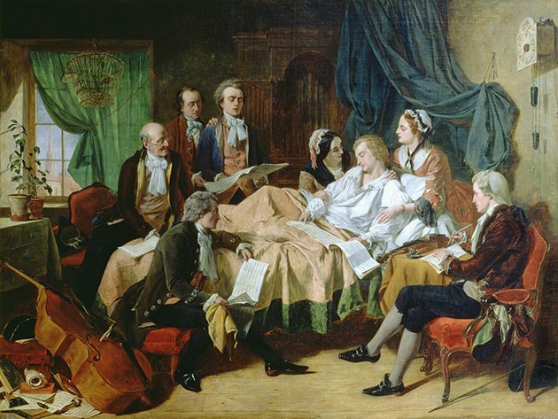 «Последние часы жизни Моцарта». Картина работы Генри Нилсена О`Нила, 1860-е годы.jpg