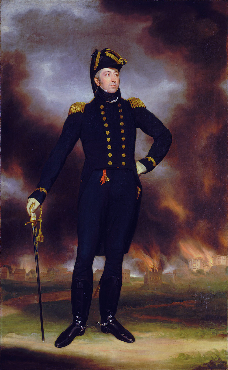 Фото 2. Контр-адмирал Джордж Кобёрн на фоне горящего Вашингтона.JPG