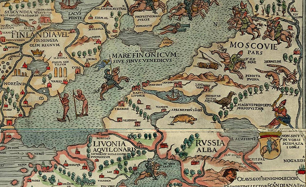 Белая Русь (Russia Alba) около озера Ильмень (Lacus Irmen). Фрагмент карты «Carta Marina», 1539.jpg
