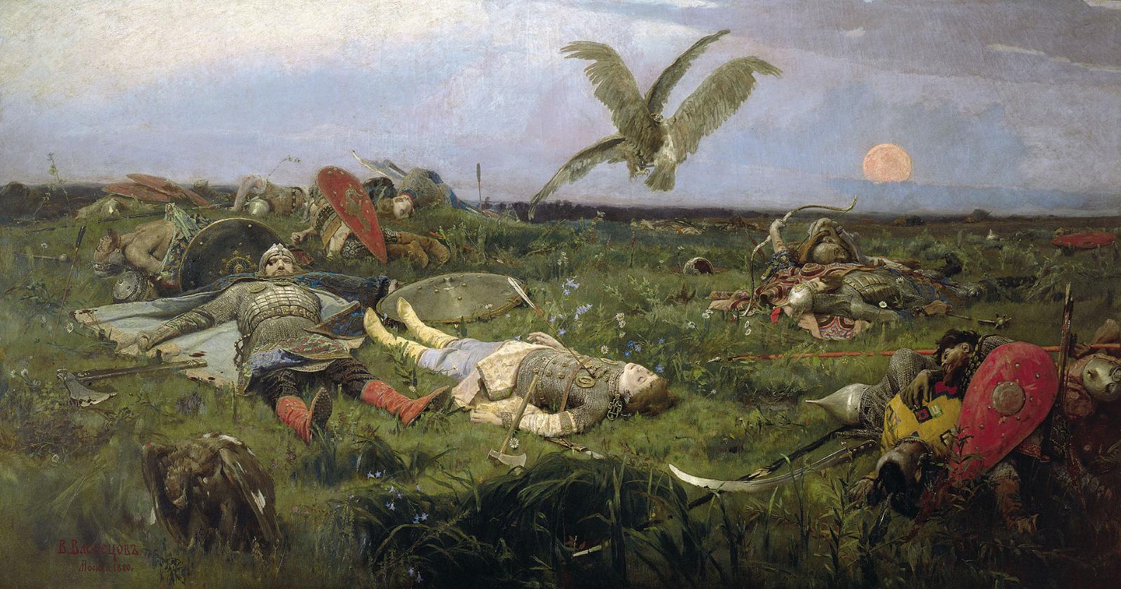 В.М. Васнецов «После побоища Игоря Святославича с половцами», 1880.