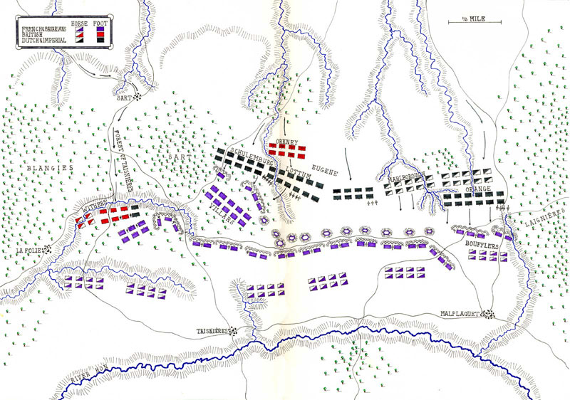 Карта битвы при Мальплаке.