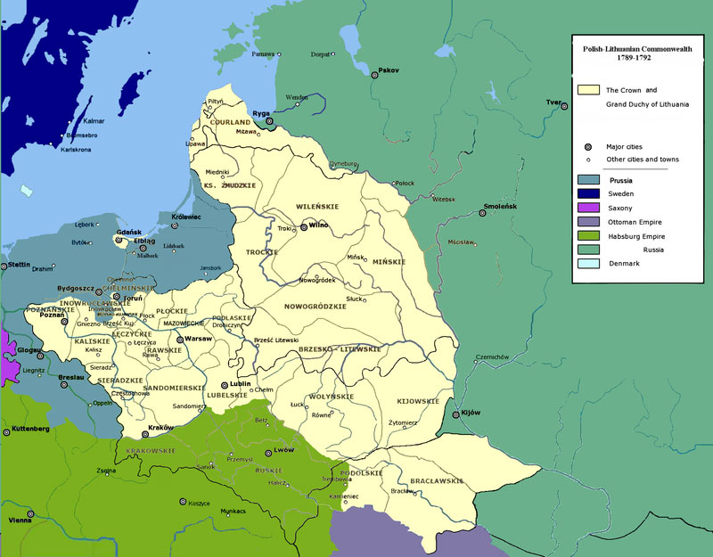 Карта по состоянию на 1789−1792 гг.