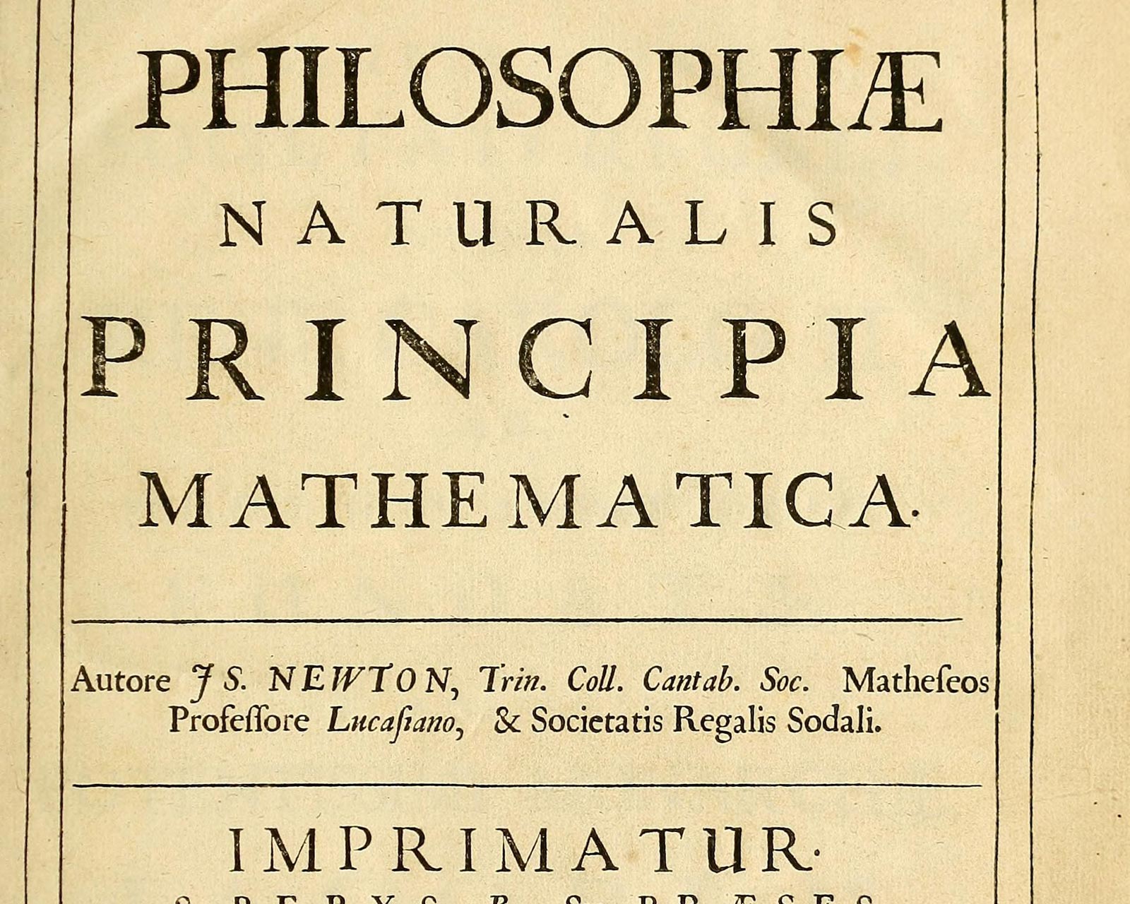 Титульный лист работы Ньютона «Математические начала натуральной философии».