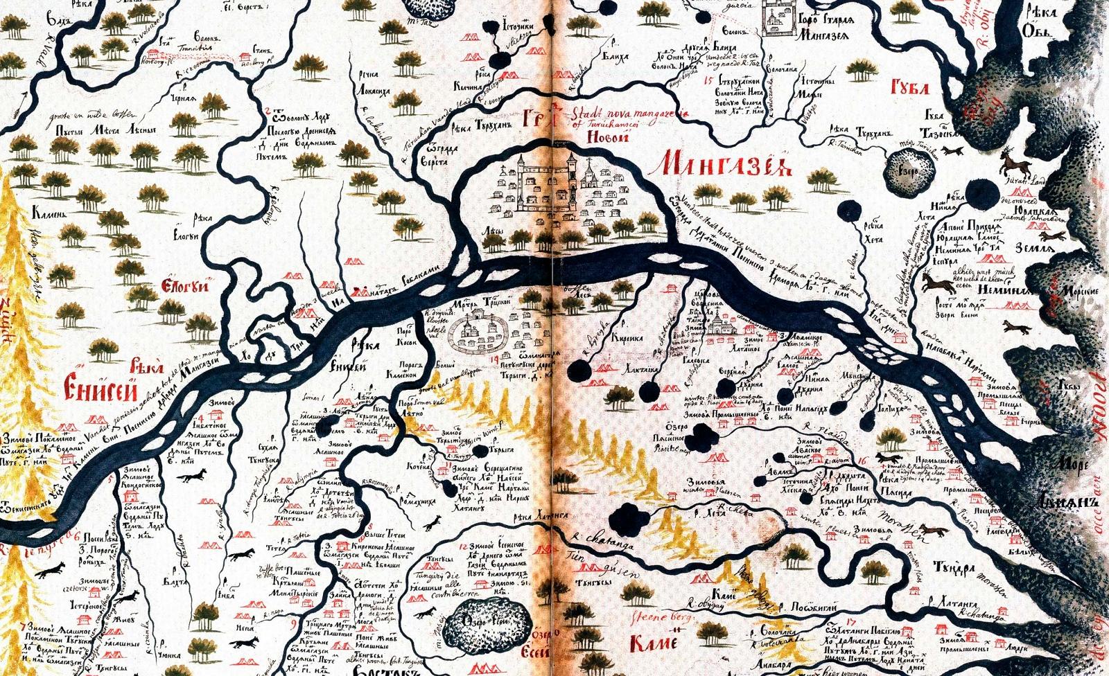 Новая Мангазея на карте Семена Ремезова, 1701 год.