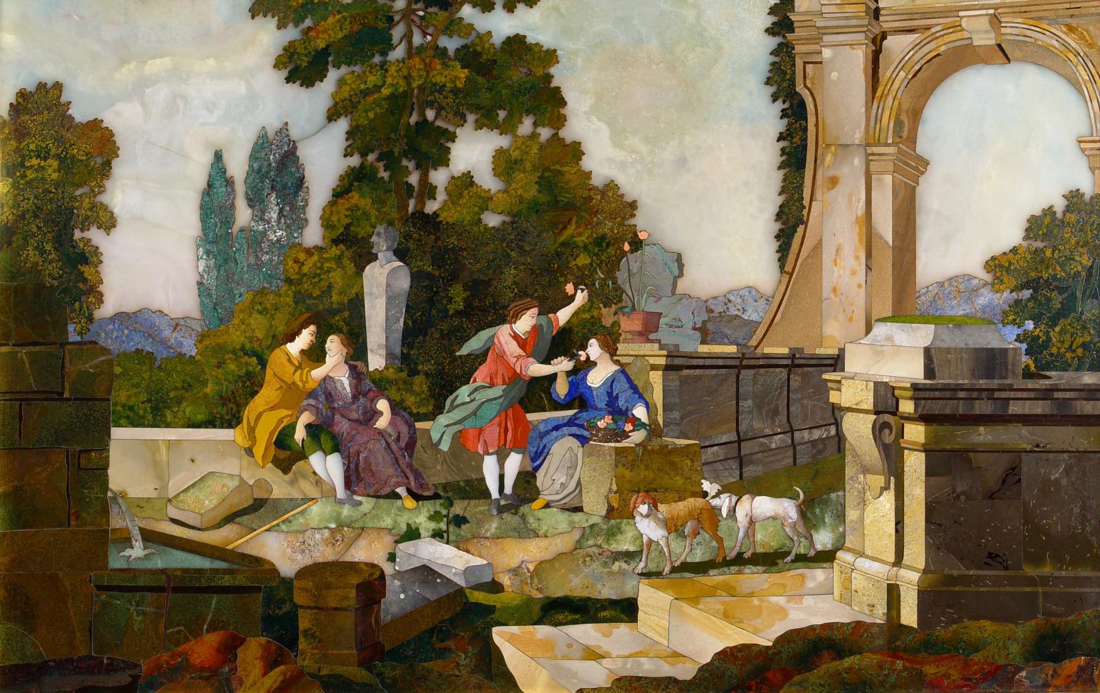 Мозаичная картина «Осязание и Обоняние». Италия, 1751 год.