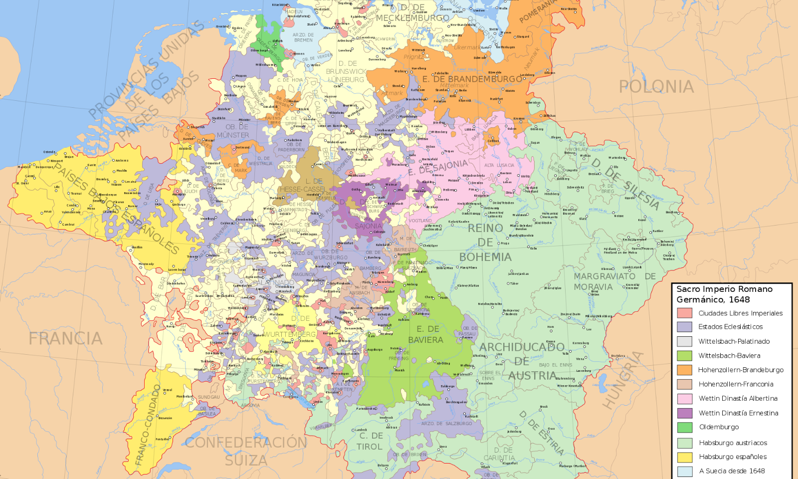 Священная Римская империя после Вестфальского мира 1648 года.