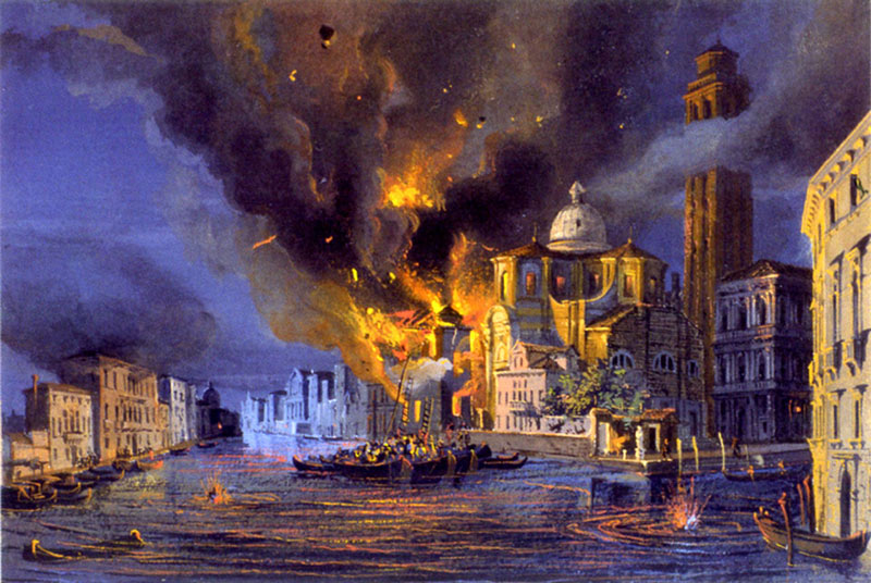 Венеция во время австрийской бомбардировки в 1849 г.