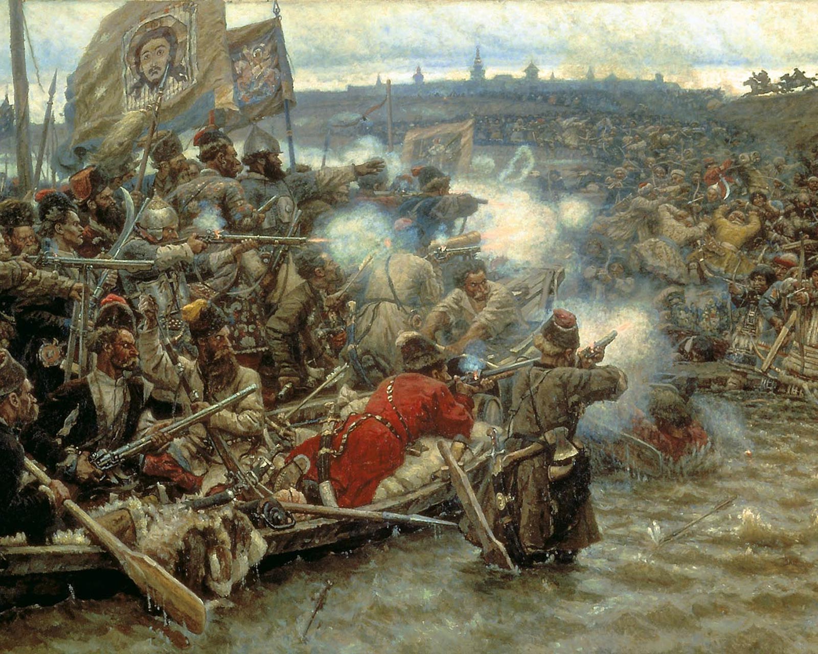«Покорение Сибири Ермаком Тимофеевичем», 1895 г., В.И. Суриков.