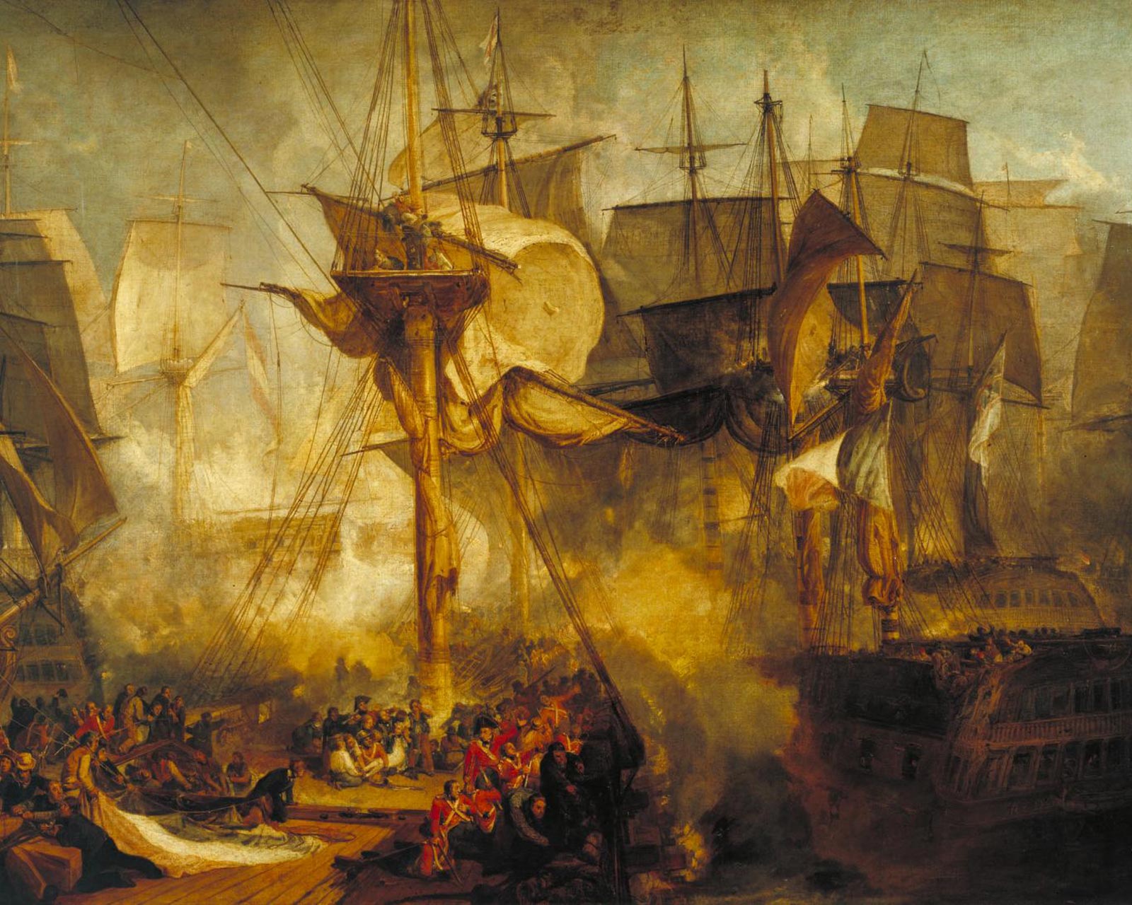 «Трафальгарское сражение», 1806 г. Джозеф Мэллорд Уильям Тёрнер.