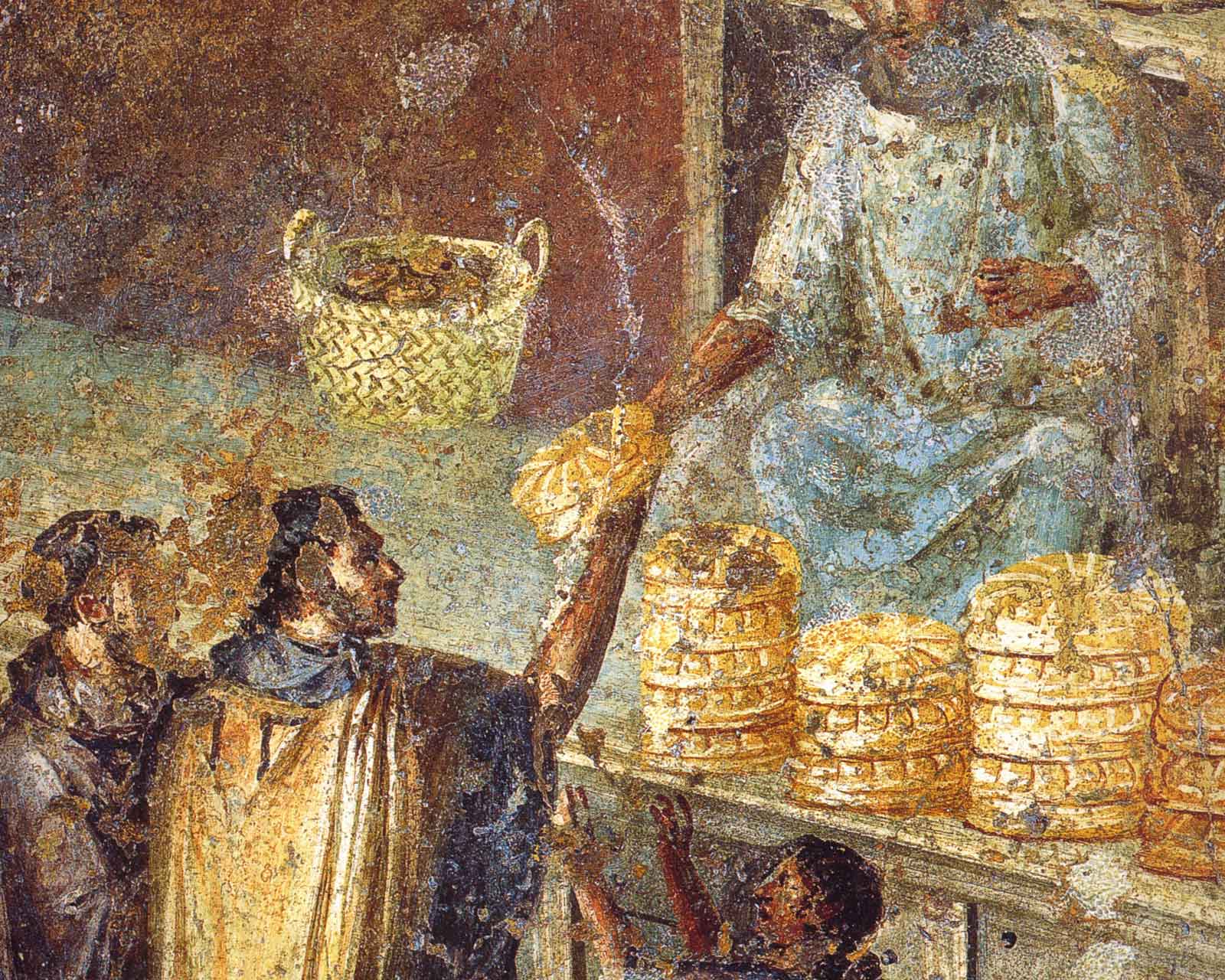 Эдил, раздающий хлеб городской бедноте. Фреска из Помпеи.