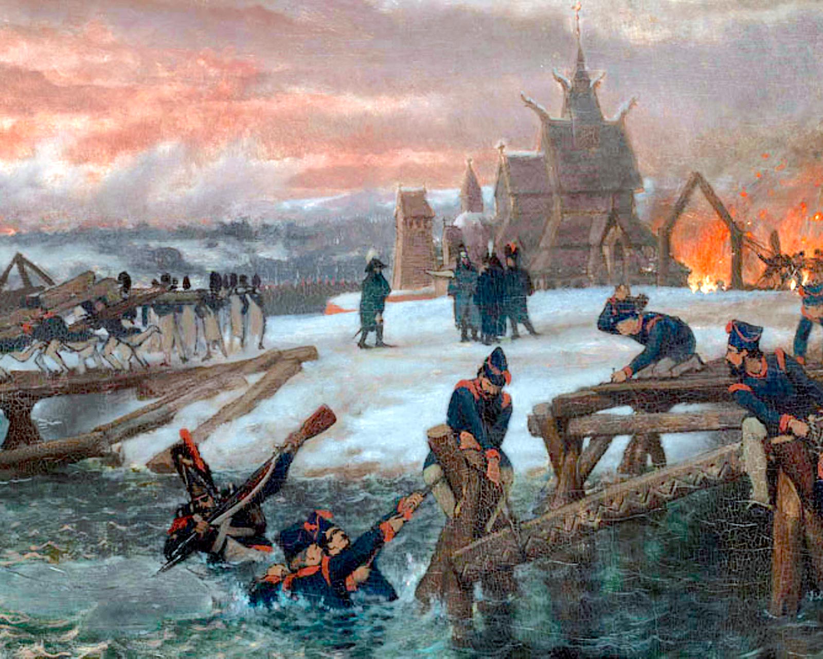 «Наведение понтонов французами через Березинуа», 1869 г. Лоуренс Альма-Тадема.