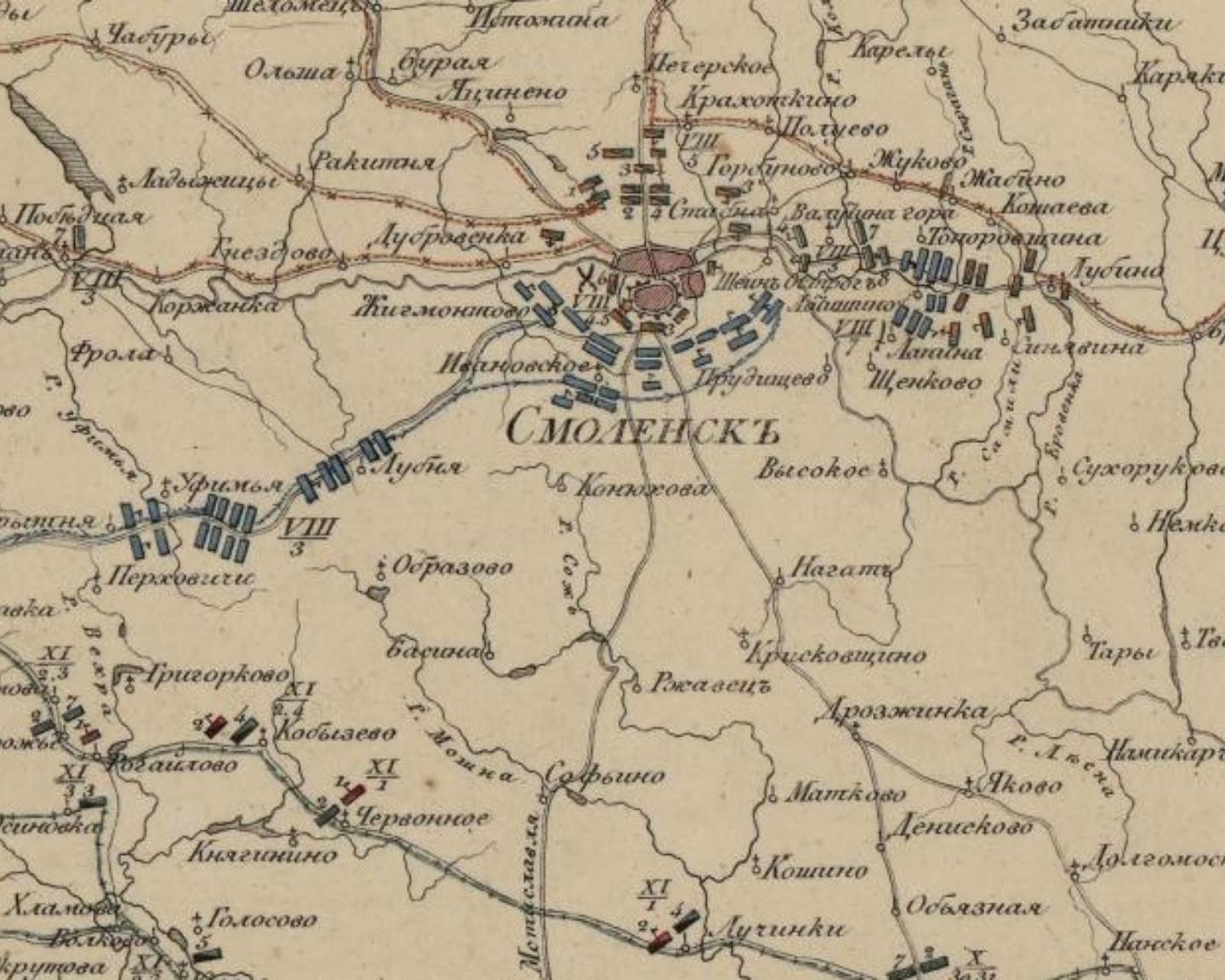 Карта отступления Великой армии.
