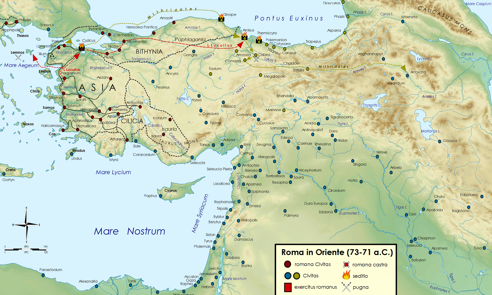 Карта кампании 73-71 гг. до н.э.
