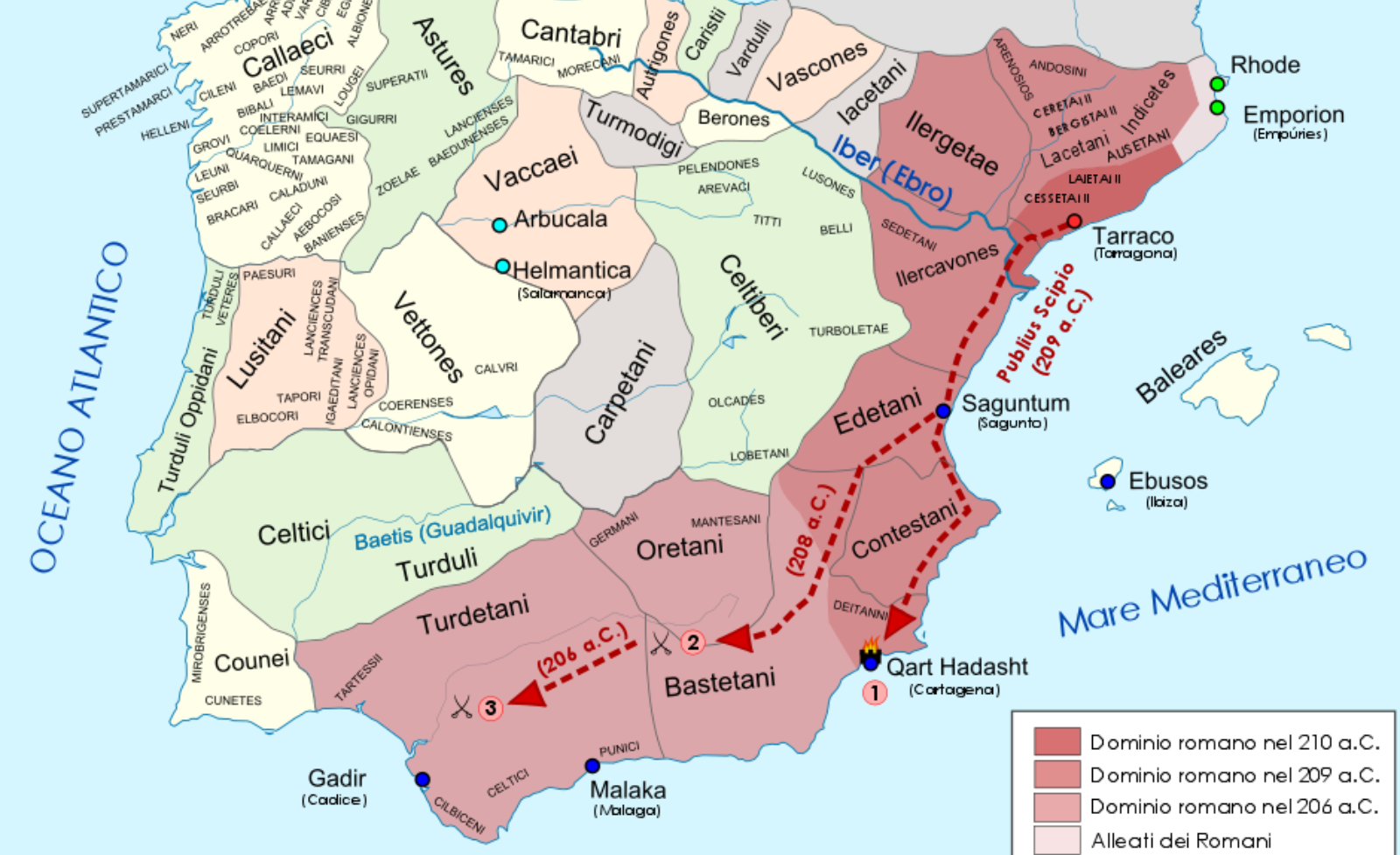 Карта завоевания Испании. 