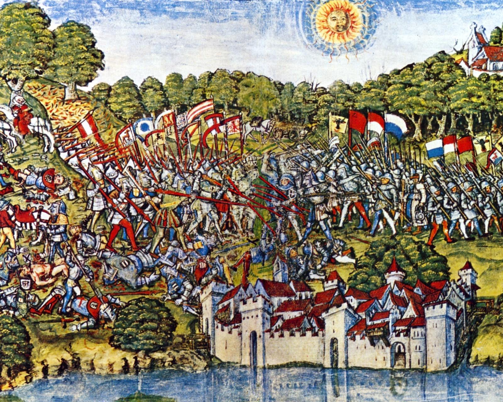 Битва при Земпахе на акварели 1513 года.