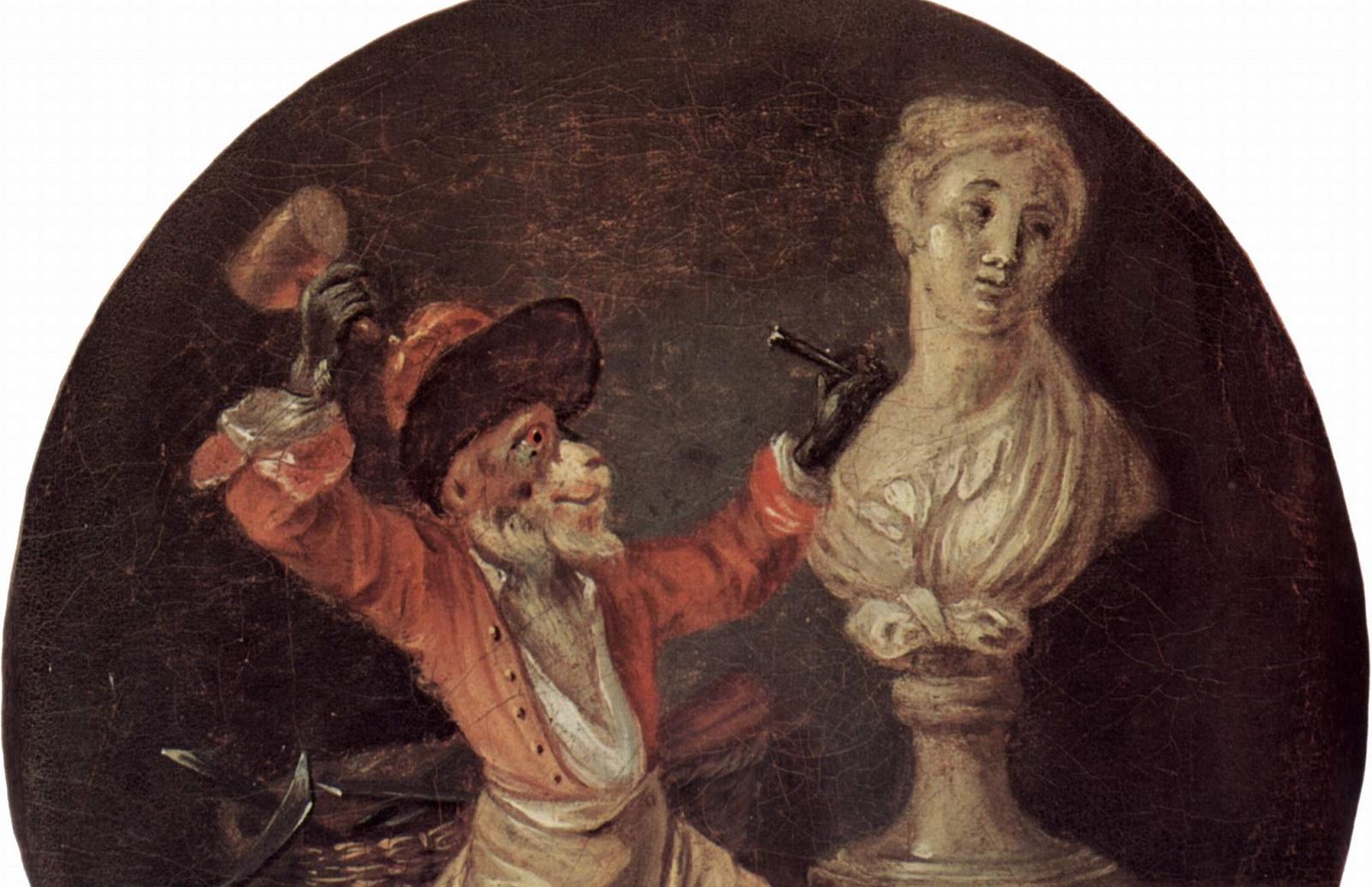 Антуан Ватто. Обезьянья копия скульптора, ок. 1710.