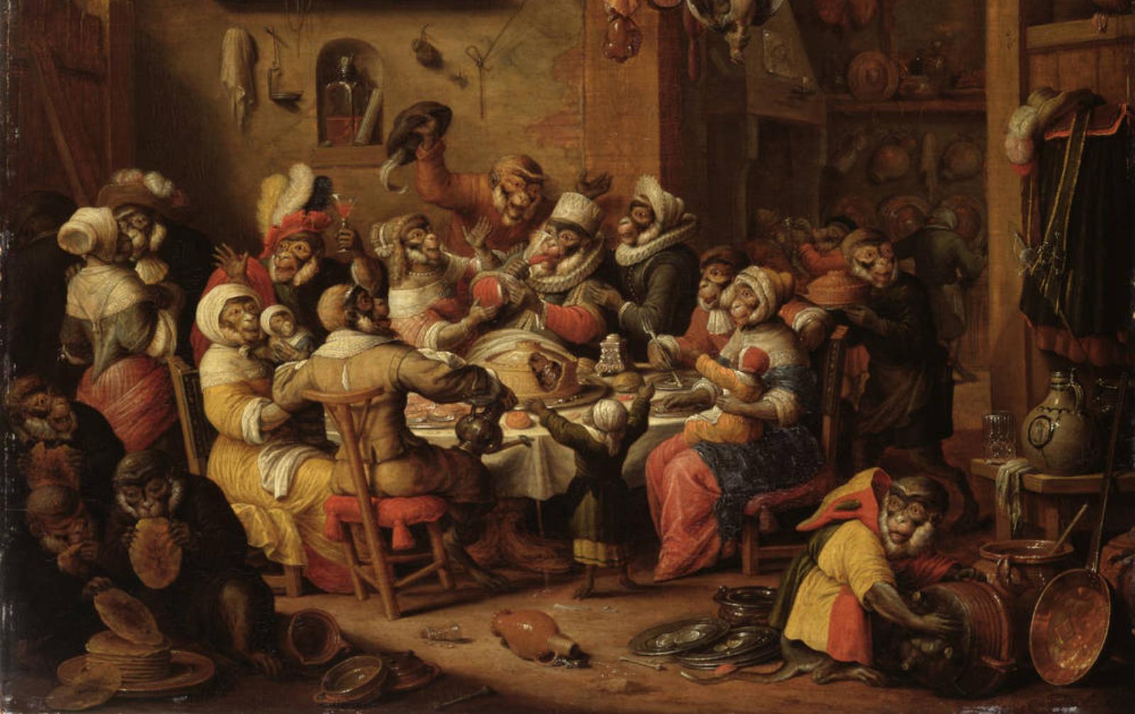 Николас Ван Верендаль. Пир обезьян, или Король пьёт, 1686.