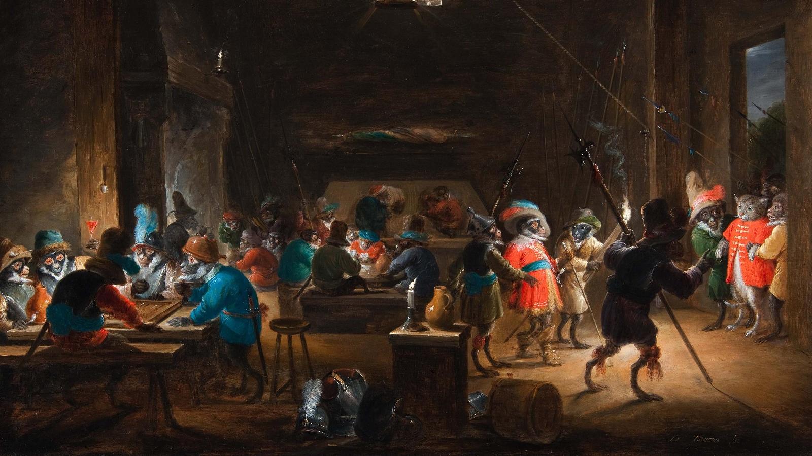 Давид Тенирс Младший. Караульная комната с обезьянами, ок. 1633.