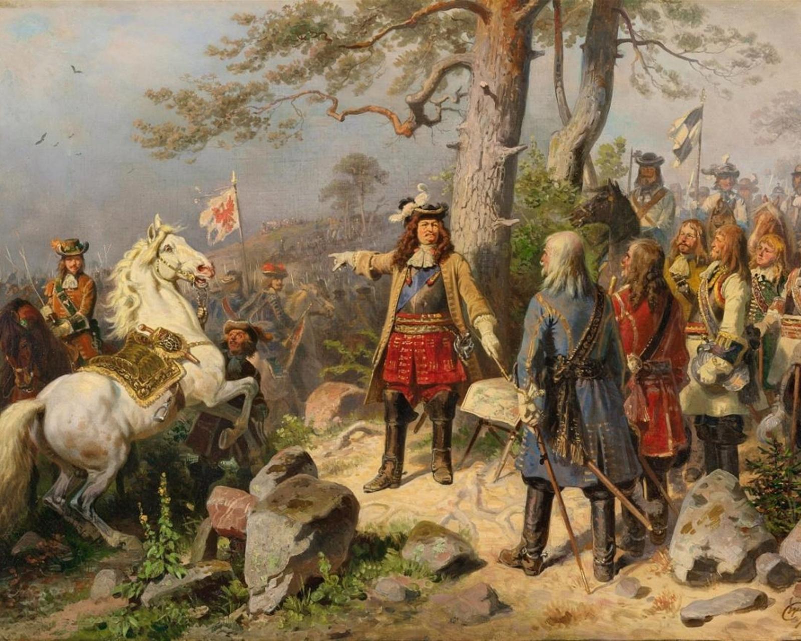 «Фридрих Вильгельм на поле боя с генералами». Вильгельм Кампхаузен.