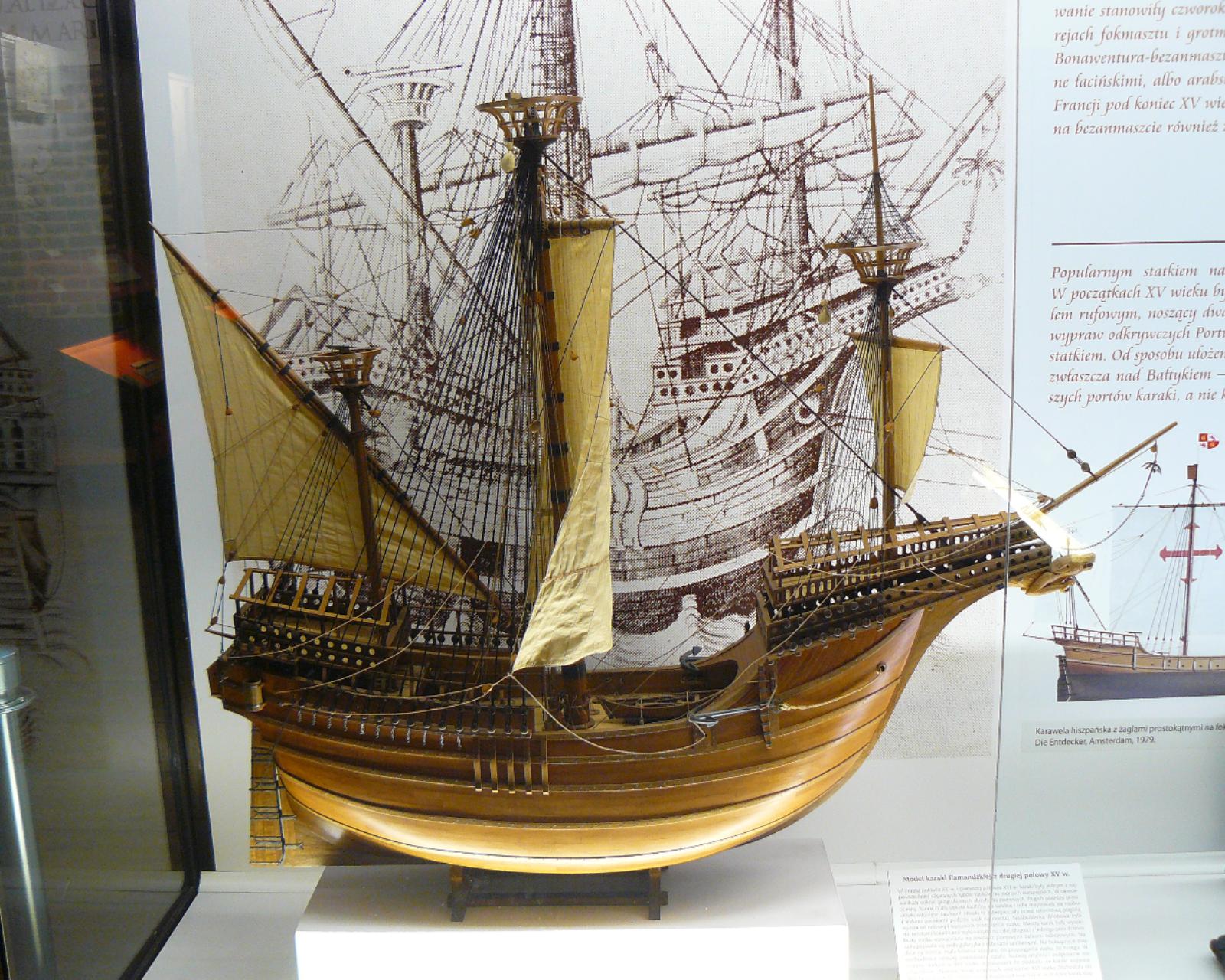 Макет «Большой каравеллы» в Морском музее Гданьска. 