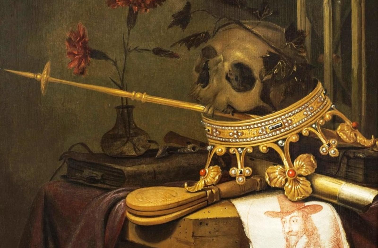 Винсент Лауренс ван дер Винн. Натюрморт с гравированным портретом Карла I, кон. XVII в. 