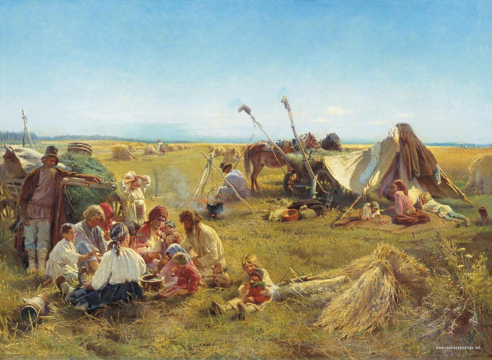 Крестьяснкий обед в поле.