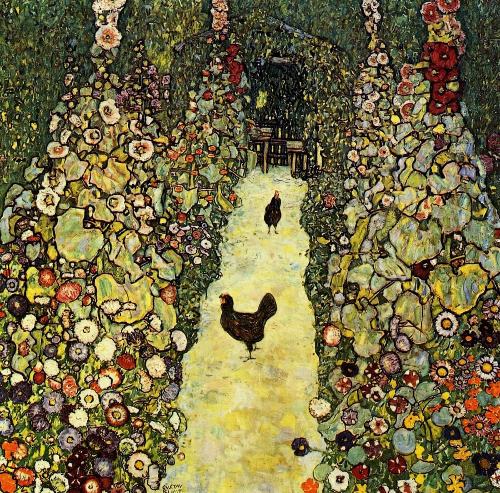 Густав Климт «Садовая дорожка с цыплятами», 1916.