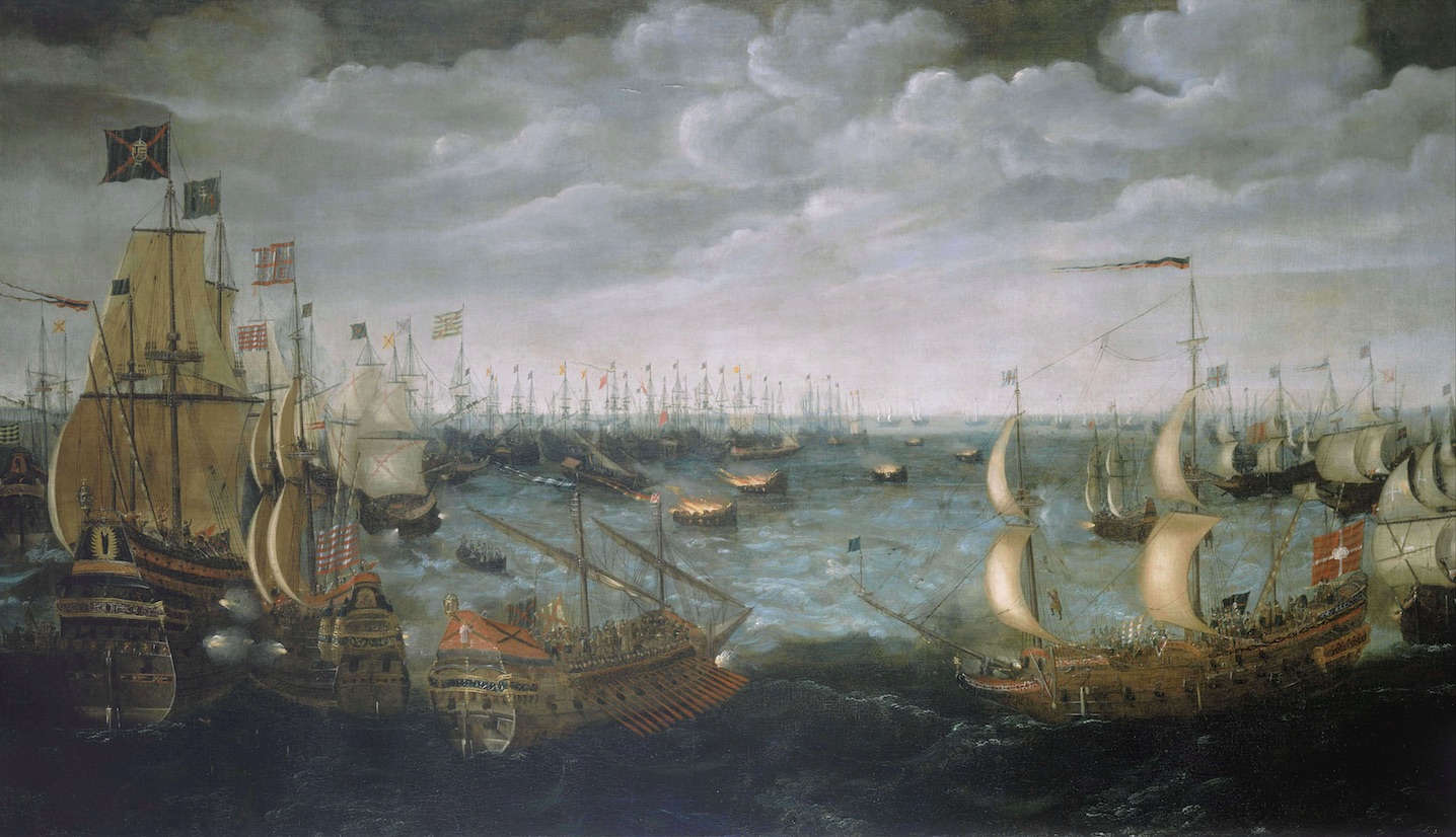 Бой английских и испанских кораблей.