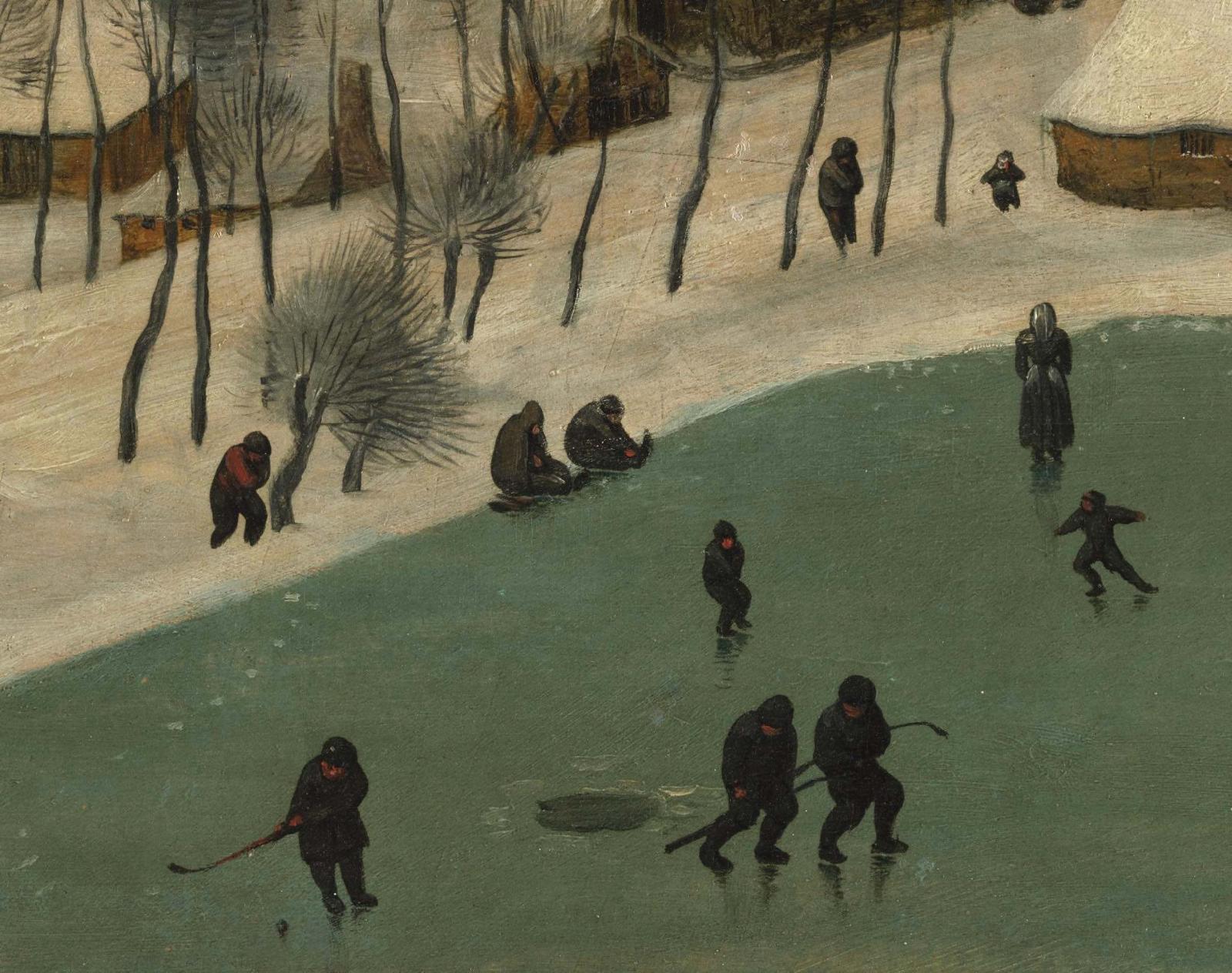 Хоккеисты. Фрагмент картины «Охотники на снегу», 1565.