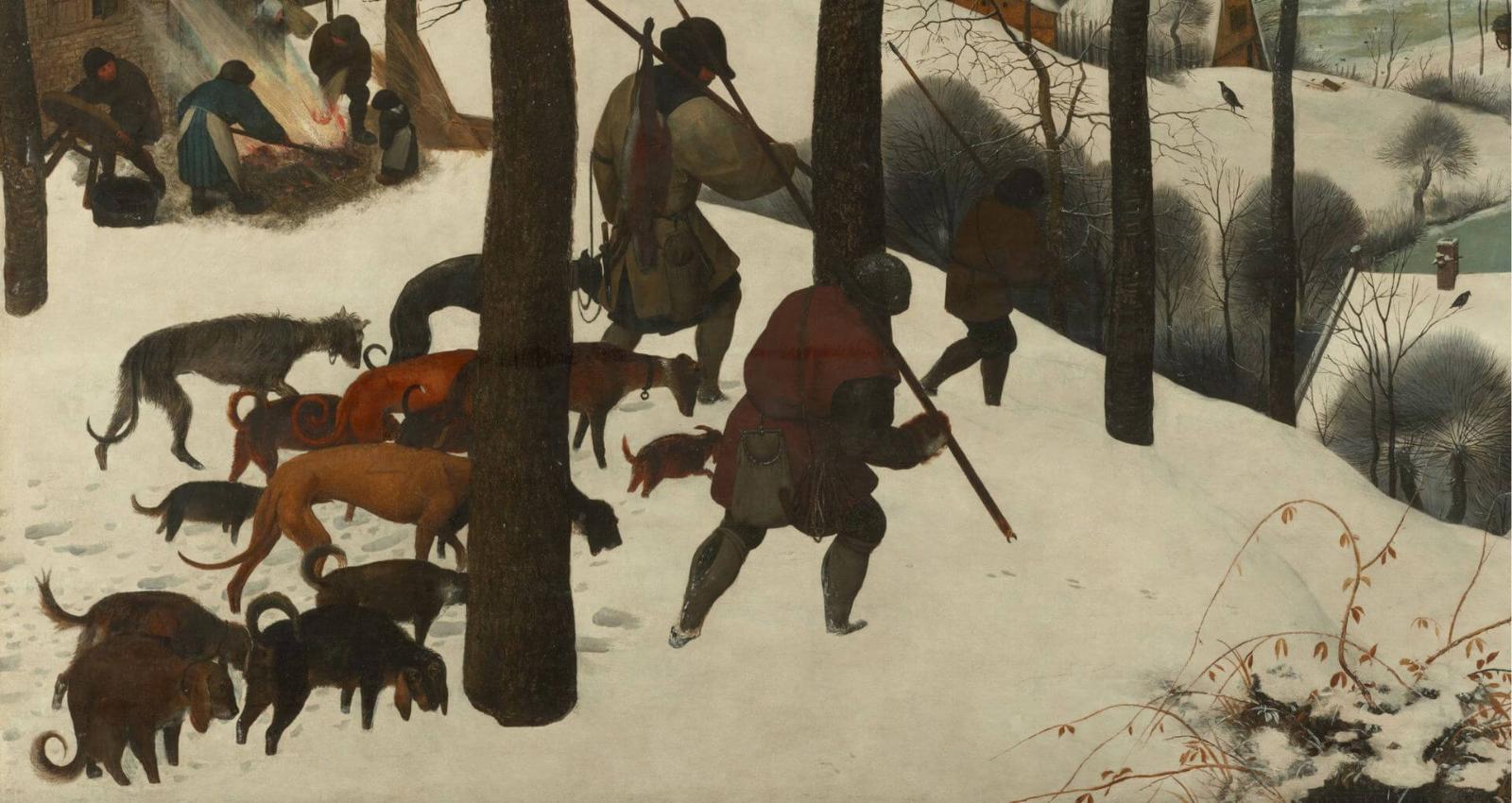 Фрагмент картины «Охотники на снегу», 1565.