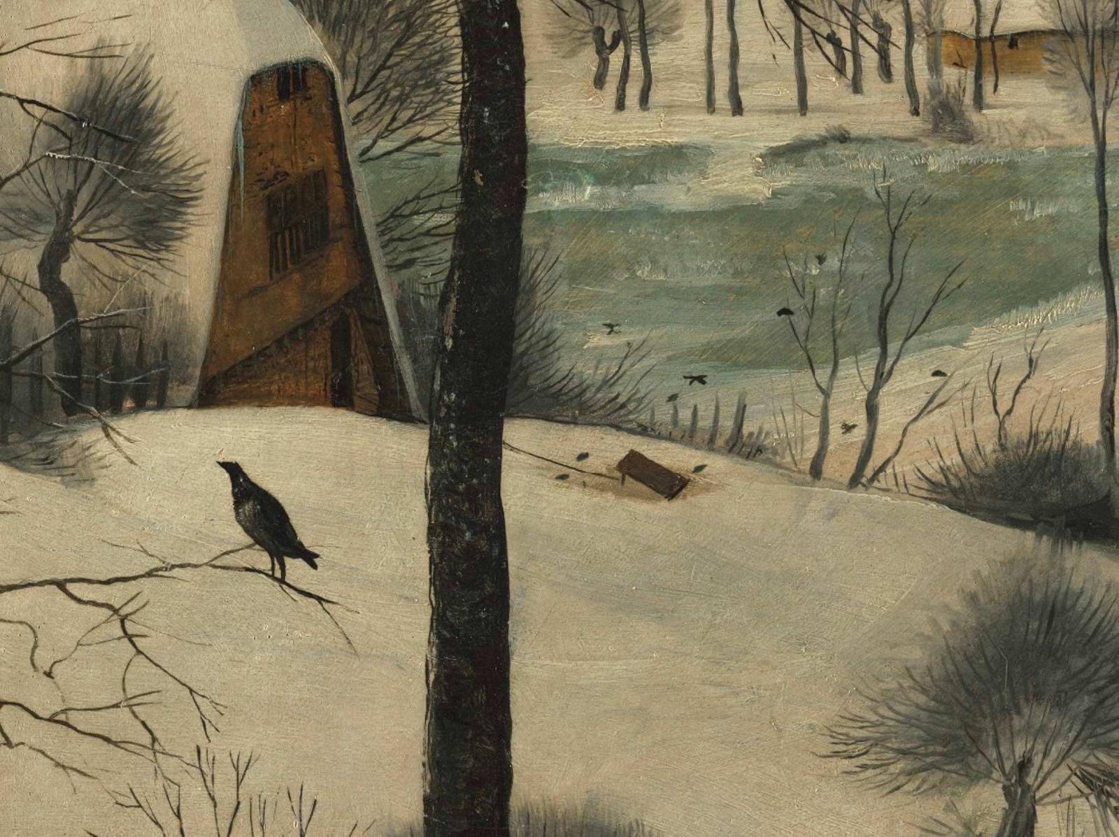 Ловушка для птиц. Фрагмент картины «Охотники на снегу», 1565.