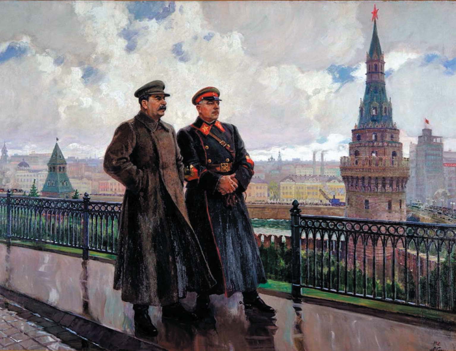 Иосиф Сталин и Климент Ворошилов в Кремле, фрагмент. Александр Герасимов, 1938 год.