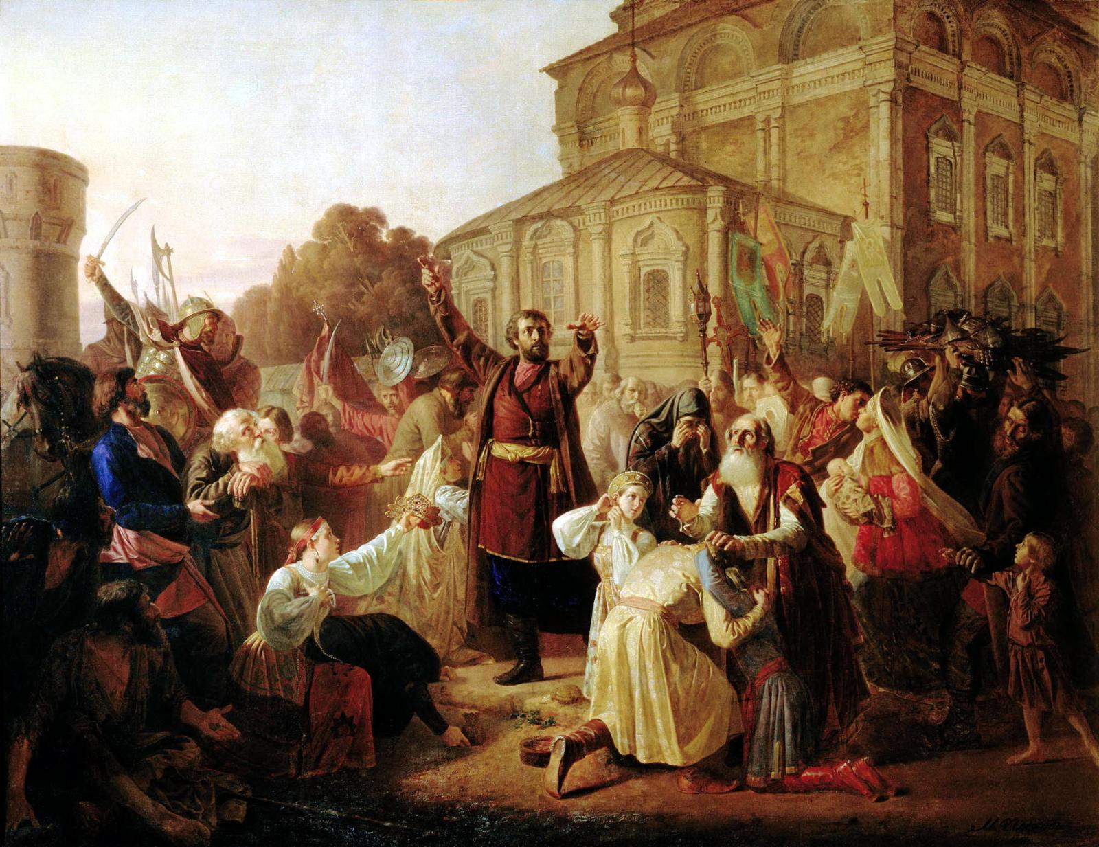 Воззвание к нижегородцам гражданина Минина в 1611 году. Картина Михаила Пескова.