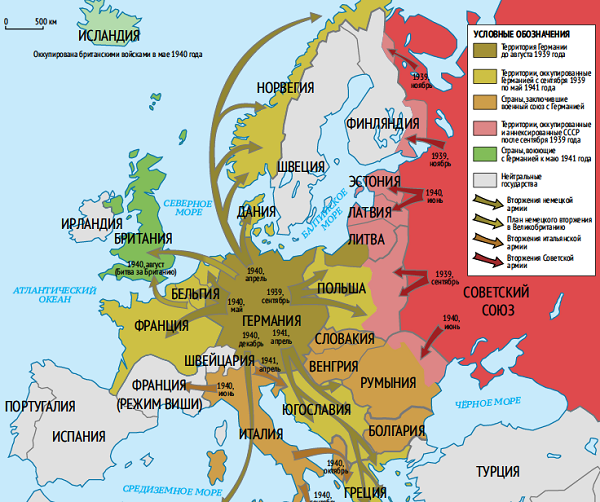 Карта фашистской европы