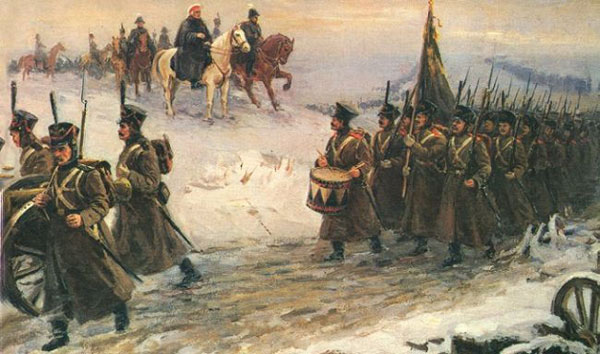 Русская армия переходит через Неман.