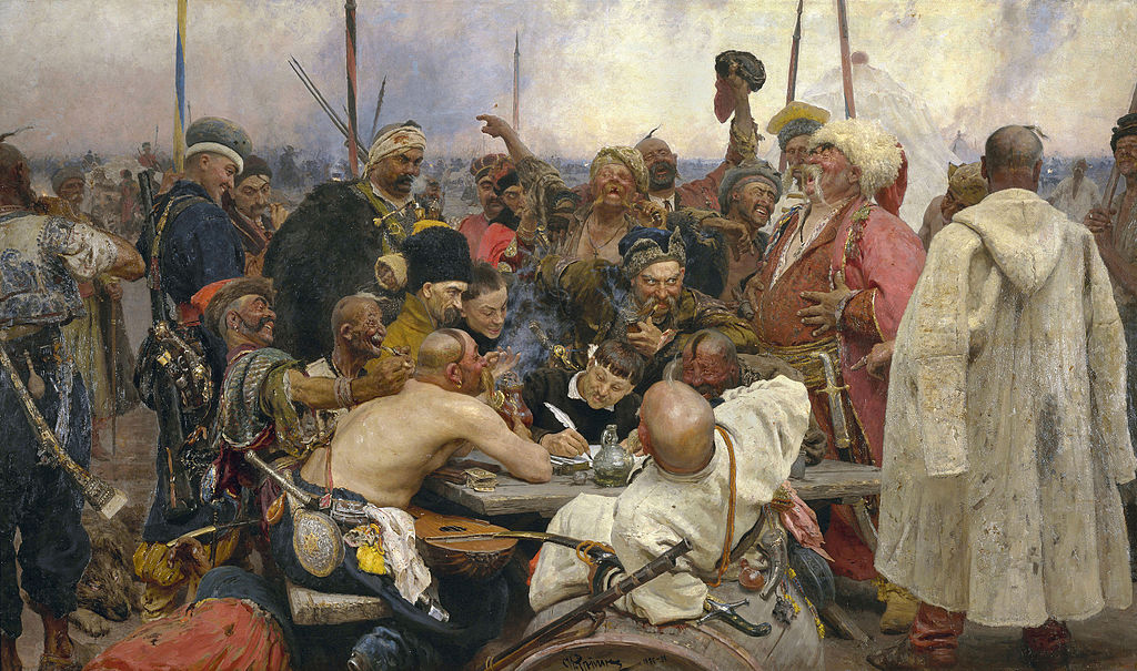 «Запорожцы пишут письмо турецкому султану», 1891 «Запорожцы пишут письмо турецкому султану», 1891.